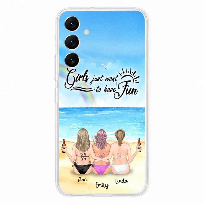 Personalized Best Friends Phone Case - Upto 3 Besties - Girls Just Want To Have Fun