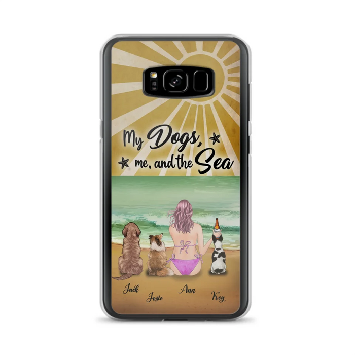 Custom Personalized Dog Mom Phone Case - Gifts For Dog Lovers With Upto 3 Dogs - My Dogs,Me And The Sea