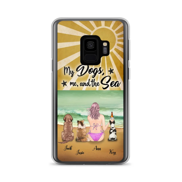 Custom Personalized Dog Mom Phone Case - Gifts For Dog Lovers With Upto 3 Dogs - My Dogs,Me And The Sea