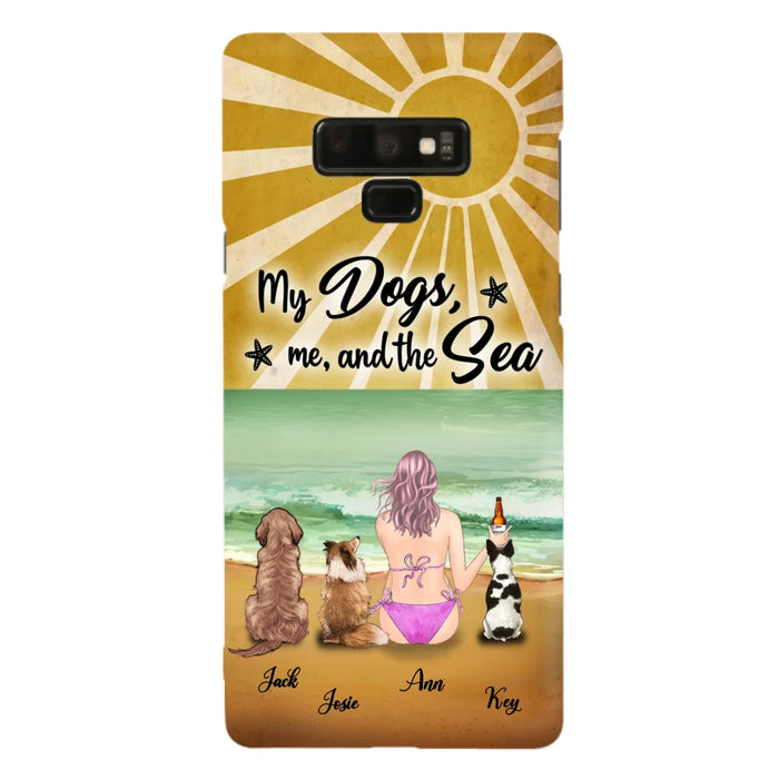 Custom Personalized Dog Mom Phone Case - Gifts For Dog Lovers With Upto 3 Dogs - My Dogs,Me And The Sea