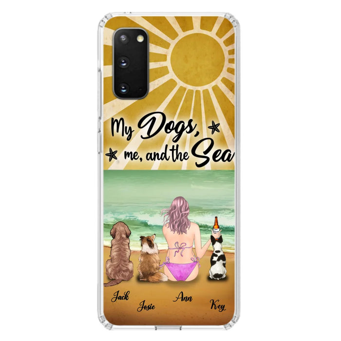 Custom Personalized Dog Mom Phone Case - Gifts For Dog Lovers With Upto 3 Dogs - My Dogs,Me And The Sea