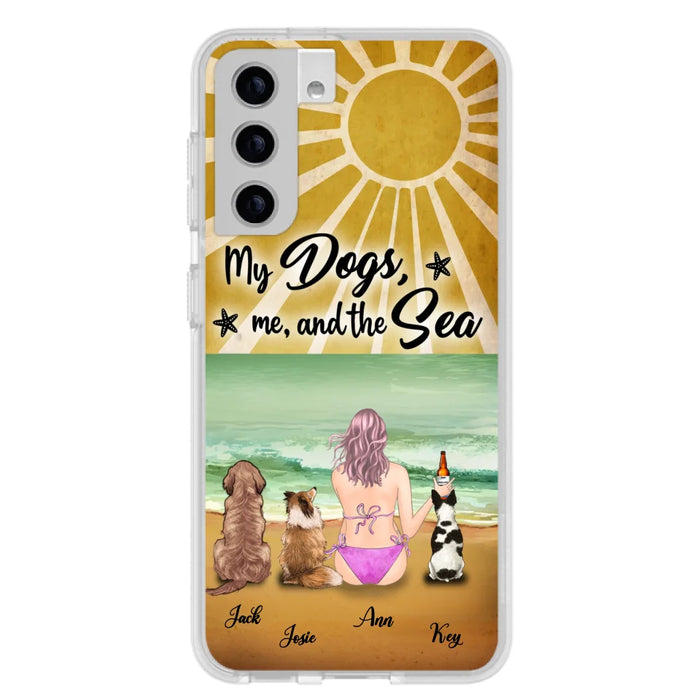 Custom Personalized Dog Mom Phone Case - Gifts For Dog Lovers With Upto 3 Dogs - My Dogs,Me And The Sea