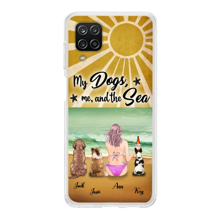 Custom Personalized Dog Mom Phone Case - Gifts For Dog Lovers With Upto 3 Dogs - My Dogs,Me And The Sea