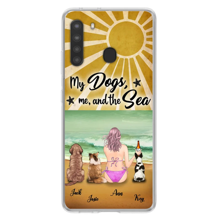 Custom Personalized Dog Mom Phone Case - Gifts For Dog Lovers With Upto 3 Dogs - My Dogs,Me And The Sea