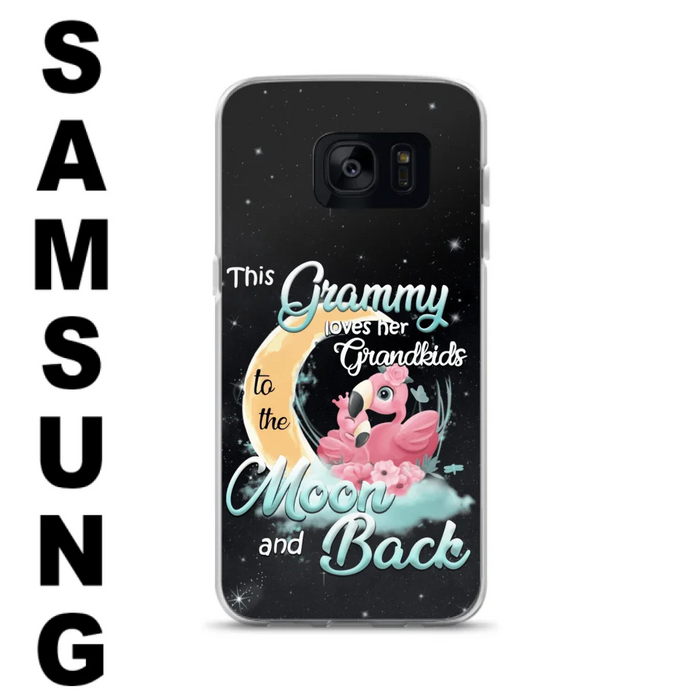 Custom Personalized Grandma Flamingo Phone Case - This Grammy Loves Her Grandkids To The Moon And Back - For iPhone And Samsung Phone Case - HWDFYR