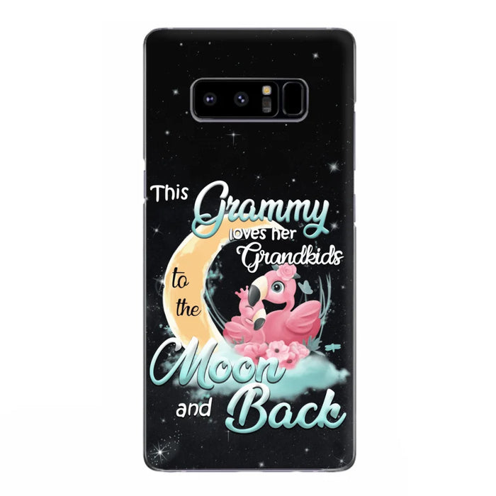 Custom Personalized Grandma Flamingo Phone Case - This Grammy Loves Her Grandkids To The Moon And Back - For iPhone And Samsung Phone Case - HWDFYR