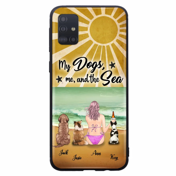 Custom Personalized Dog Mom Phone Case - Gifts For Dog Lovers With Upto 3 Dogs - My Dogs,Me And The Sea