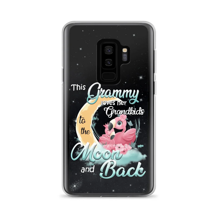 Custom Personalized Grandma Flamingo Phone Case - This Grammy Loves Her Grandkids To The Moon And Back - For iPhone And Samsung Phone Case - HWDFYR