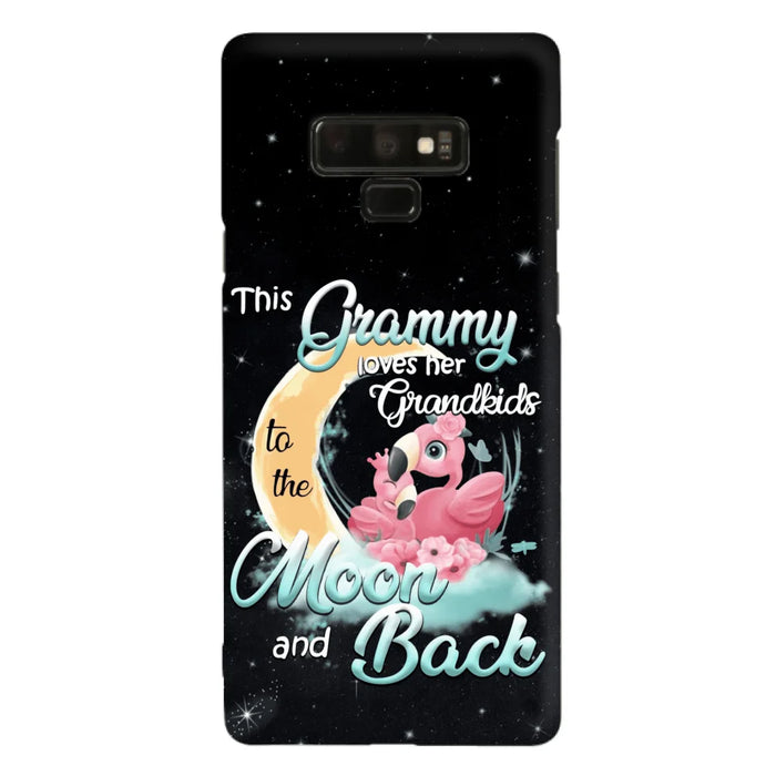 Custom Personalized Grandma Flamingo Phone Case - This Grammy Loves Her Grandkids To The Moon And Back - For iPhone And Samsung Phone Case - HWDFYR