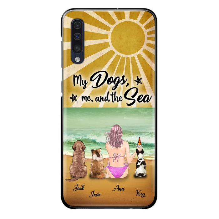 Custom Personalized Dog Mom Phone Case - Gifts For Dog Lovers With Upto 3 Dogs - My Dogs,Me And The Sea