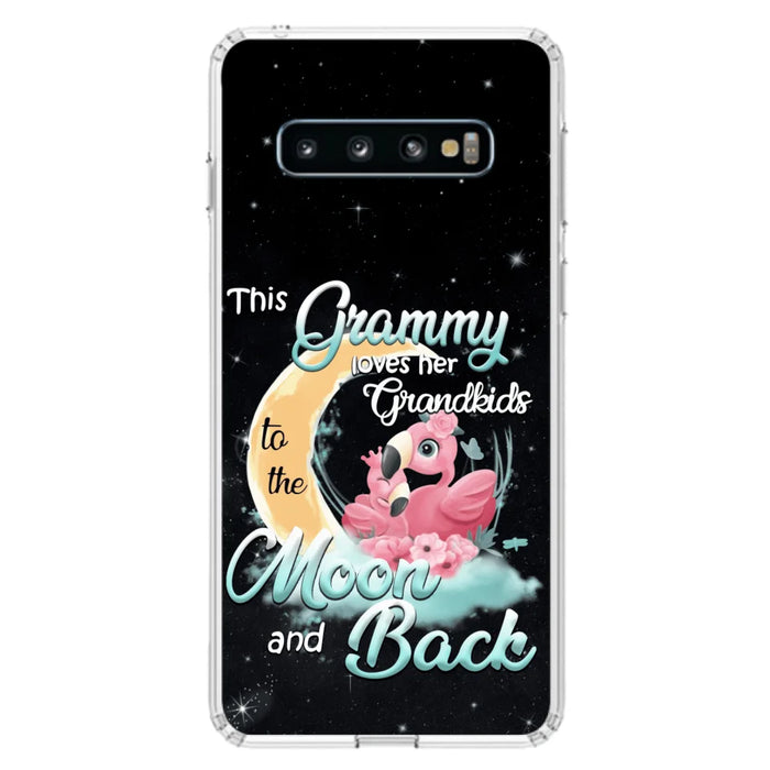 Custom Personalized Grandma Flamingo Phone Case - This Grammy Loves Her Grandkids To The Moon And Back - For iPhone And Samsung Phone Case - HWDFYR