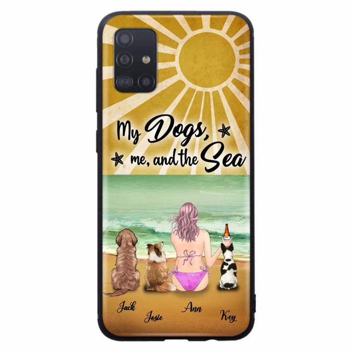 Custom Personalized Dog Mom Phone Case - Gifts For Dog Lovers With Upto 3 Dogs - My Dogs,Me And The Sea