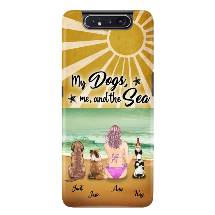 Custom Personalized Dog Mom Phone Case - Gifts For Dog Lovers With Upto 3 Dogs - My Dogs,Me And The Sea