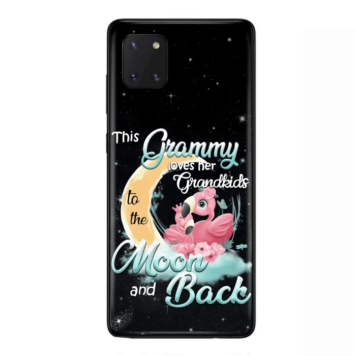 Custom Personalized Grandma Flamingo Phone Case - This Grammy Loves Her Grandkids To The Moon And Back - For iPhone And Samsung Phone Case - HWDFYR