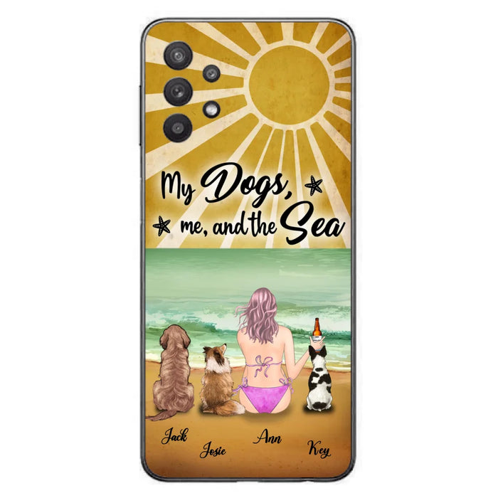 Custom Personalized Dog Mom Phone Case - Gifts For Dog Lovers With Upto 3 Dogs - My Dogs,Me And The Sea