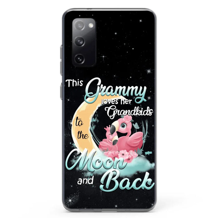 Custom Personalized Grandma Flamingo Phone Case - This Grammy Loves Her Grandkids To The Moon And Back - For iPhone And Samsung Phone Case - HWDFYR