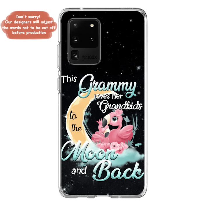 Custom Personalized Grandma Flamingo Phone Case - This Grammy Loves Her Grandkids To The Moon And Back - For iPhone And Samsung Phone Case - HWDFYR