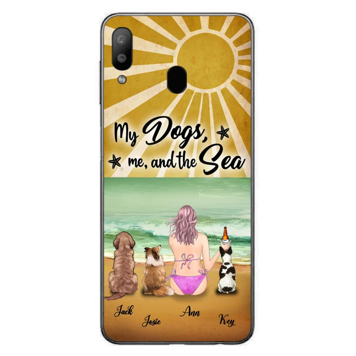 Custom Personalized Dog Mom Phone Case - Gifts For Dog Lovers With Upto 3 Dogs - My Dogs,Me And The Sea