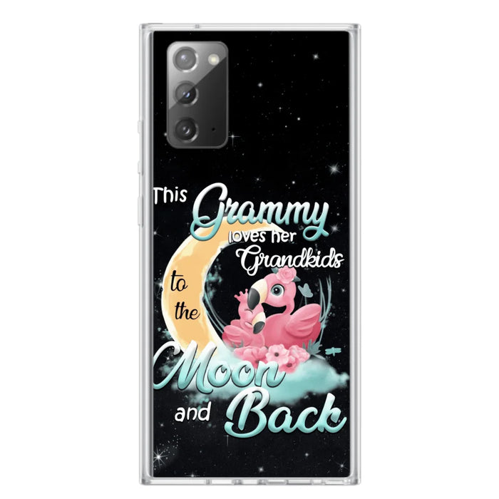 Custom Personalized Grandma Flamingo Phone Case - This Grammy Loves Her Grandkids To The Moon And Back - For iPhone And Samsung Phone Case - HWDFYR