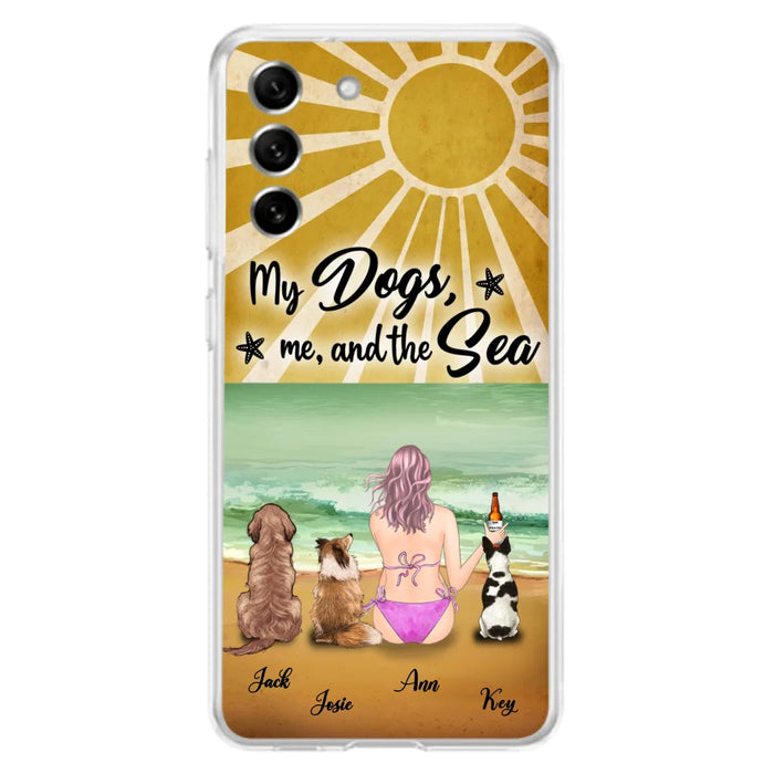 Custom Personalized Dog Mom Phone Case - Gifts For Dog Lovers With Upto 3 Dogs - My Dogs,Me And The Sea