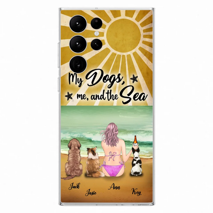 Custom Personalized Dog Mom Phone Case - Gifts For Dog Lovers With Upto 3 Dogs - My Dogs,Me And The Sea