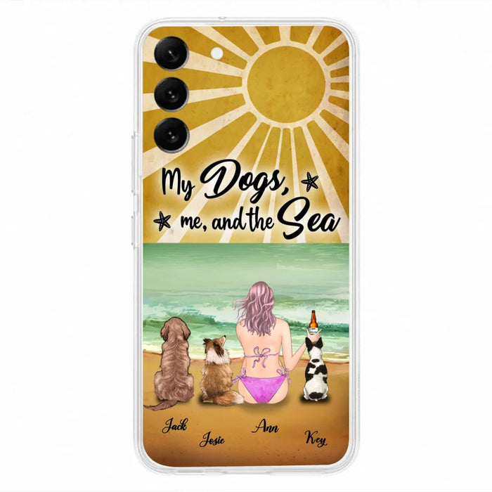 Custom Personalized Dog Mom Phone Case - Gifts For Dog Lovers With Upto 3 Dogs - My Dogs,Me And The Sea