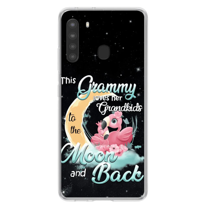 Custom Personalized Grandma Flamingo Phone Case - This Grammy Loves Her Grandkids To The Moon And Back - For iPhone And Samsung Phone Case - HWDFYR