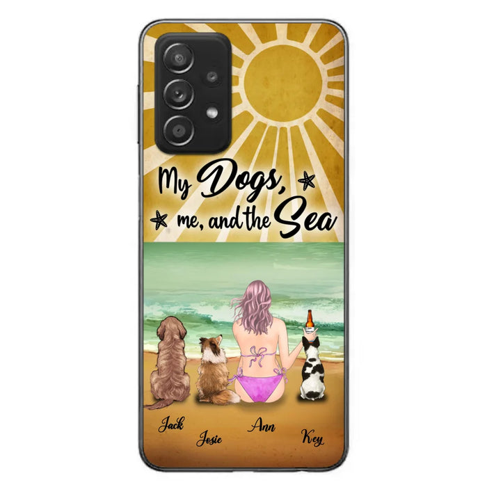 Custom Personalized Dog Mom Phone Case - Gifts For Dog Lovers With Upto 3 Dogs - My Dogs,Me And The Sea