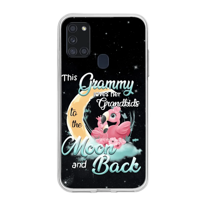 Custom Personalized Grandma Flamingo Phone Case - This Grammy Loves Her Grandkids To The Moon And Back - For iPhone And Samsung Phone Case - HWDFYR