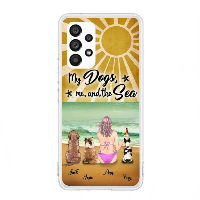 Custom Personalized Dog Mom Phone Case - Gifts For Dog Lovers With Upto 3 Dogs - My Dogs,Me And The Sea