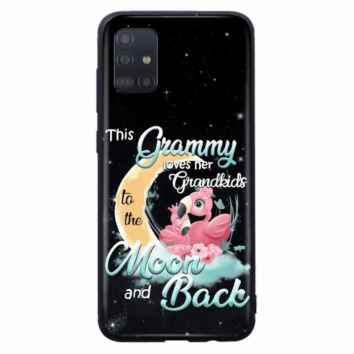 Custom Personalized Grandma Flamingo Phone Case - This Grammy Loves Her Grandkids To The Moon And Back - For iPhone And Samsung Phone Case - HWDFYR