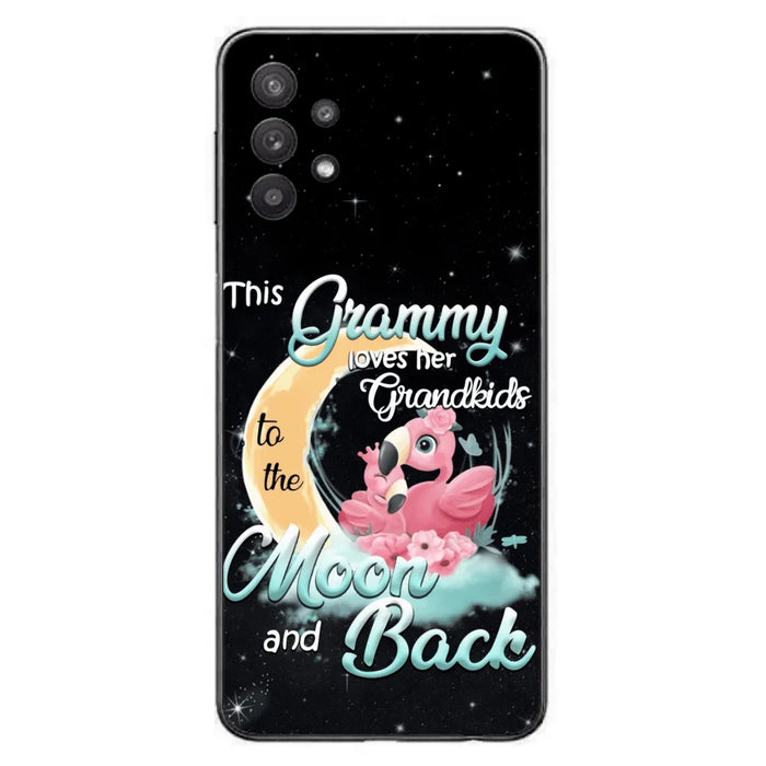 Custom Personalized Grandma Flamingo Phone Case - This Grammy Loves Her Grandkids To The Moon And Back - For iPhone And Samsung Phone Case - HWDFYR