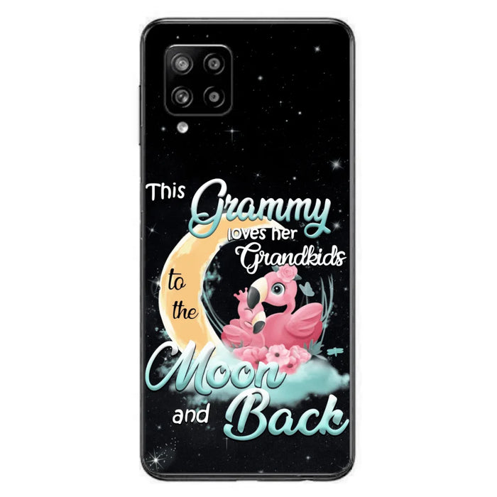 Custom Personalized Grandma Flamingo Phone Case - This Grammy Loves Her Grandkids To The Moon And Back - For iPhone And Samsung Phone Case - HWDFYR