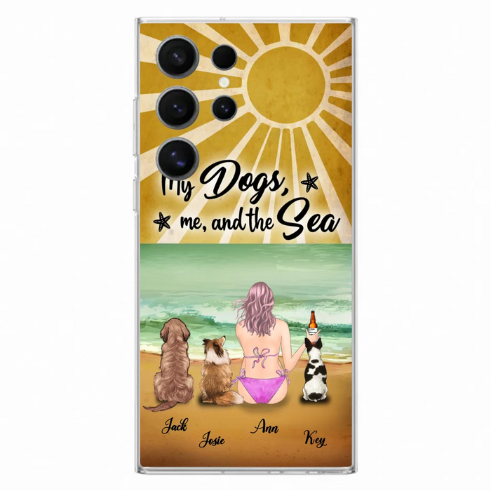 Custom Personalized Dog Mom Phone Case - Gifts For Dog Lovers With Upto 3 Dogs - My Dogs,Me And The Sea