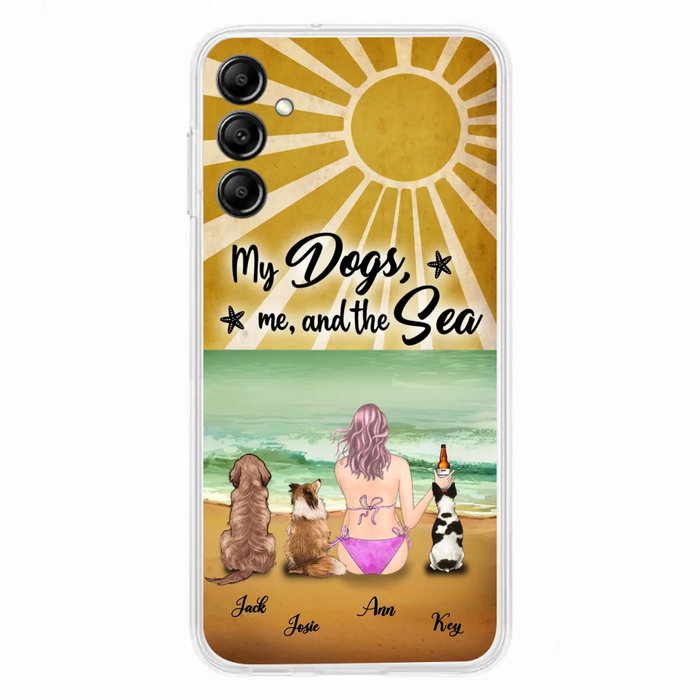 Custom Personalized Dog Mom Phone Case - Gifts For Dog Lovers With Upto 3 Dogs - My Dogs,Me And The Sea