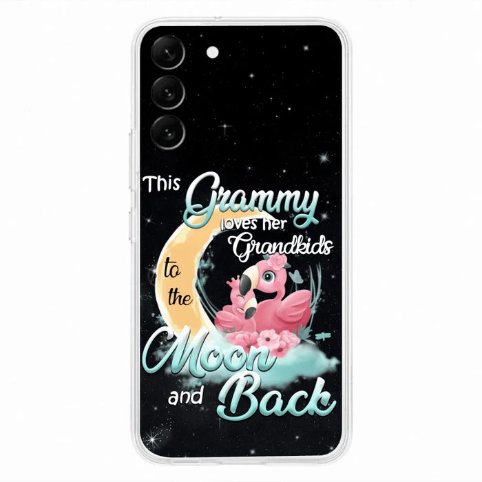 Custom Personalized Grandma Flamingo Phone Case - This Grammy Loves Her Grandkids To The Moon And Back - For iPhone And Samsung Phone Case - HWDFYR