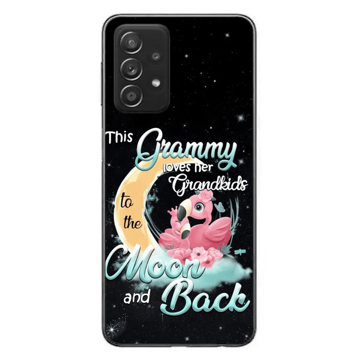 Custom Personalized Grandma Flamingo Phone Case - This Grammy Loves Her Grandkids To The Moon And Back - For iPhone And Samsung Phone Case - HWDFYR