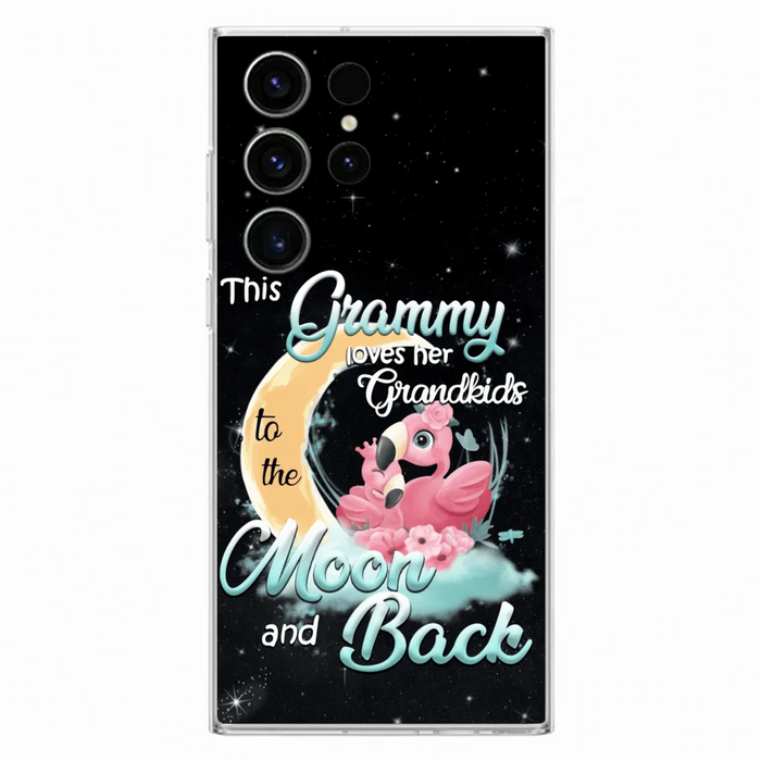 Custom Personalized Grandma Flamingo Phone Case - This Grammy Loves Her Grandkids To The Moon And Back - For iPhone And Samsung Phone Case - HWDFYR