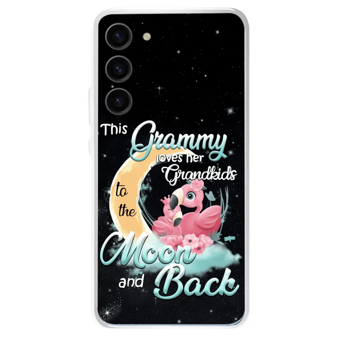 Custom Personalized Grandma Flamingo Phone Case - This Grammy Loves Her Grandkids To The Moon And Back - For iPhone And Samsung Phone Case - HWDFYR