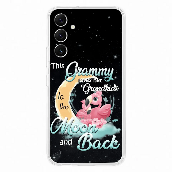 Custom Personalized Grandma Flamingo Phone Case - This Grammy Loves Her Grandkids To The Moon And Back - For iPhone And Samsung Phone Case - HWDFYR