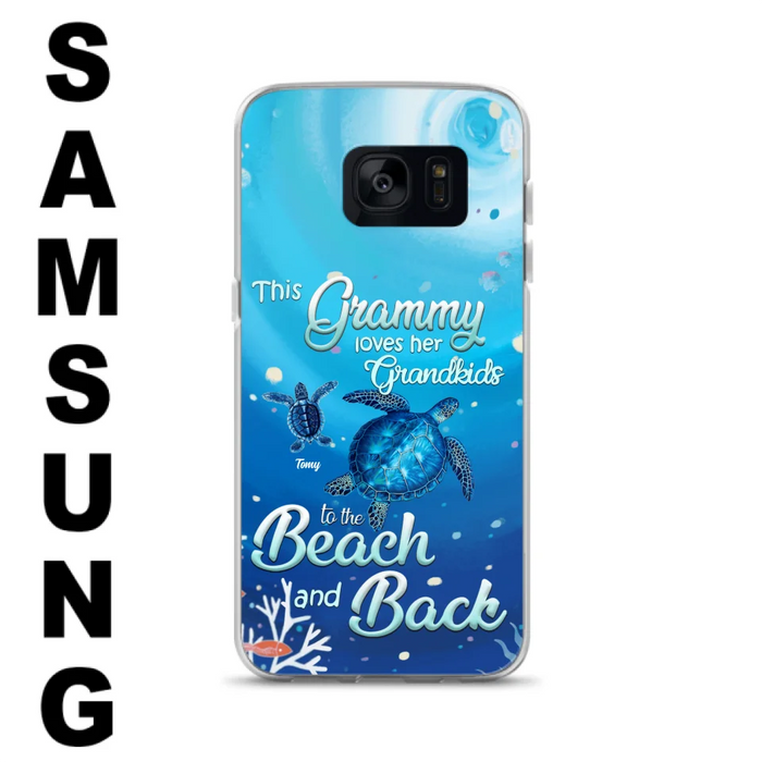 Custom Personalized Grandma Turtle Phone Case - Upto 6 Turtles - This Grammy Loves Her Grandkids To The Beach And Back - For iPhone And Samsung Phone Case - HWDFYR