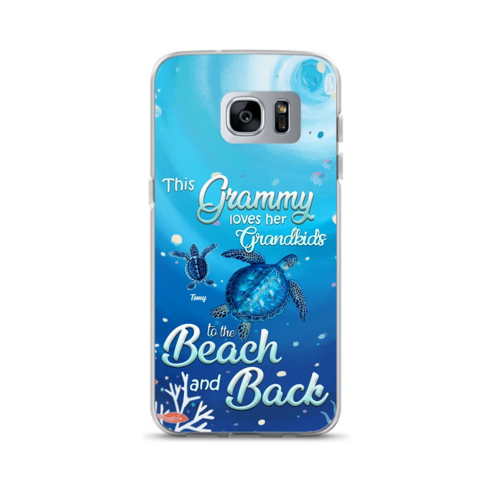 Custom Personalized Grandma Turtle Phone Case - Upto 6 Turtles - This Grammy Loves Her Grandkids To The Beach And Back - For iPhone And Samsung Phone Case - HWDFYR