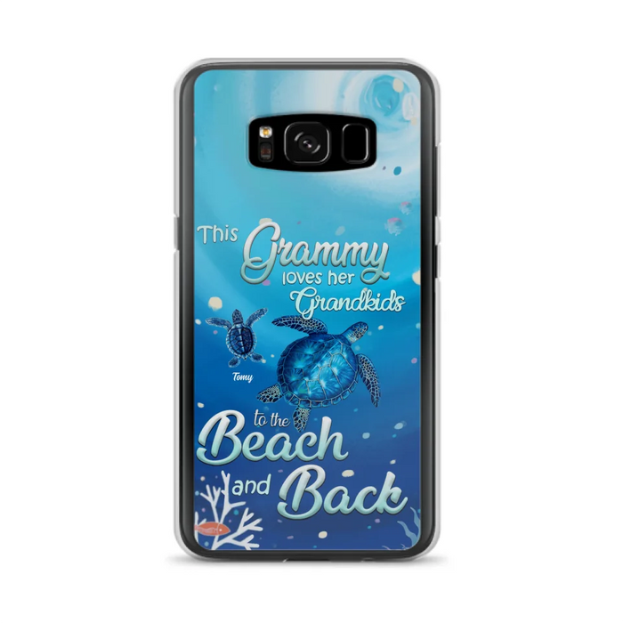 Custom Personalized Grandma Turtle Phone Case - Upto 6 Turtles - This Grammy Loves Her Grandkids To The Beach And Back - For iPhone And Samsung Phone Case - HWDFYR