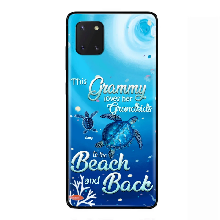 Custom Personalized Grandma Turtle Phone Case - Upto 6 Turtles - This Grammy Loves Her Grandkids To The Beach And Back - For iPhone And Samsung Phone Case - HWDFYR