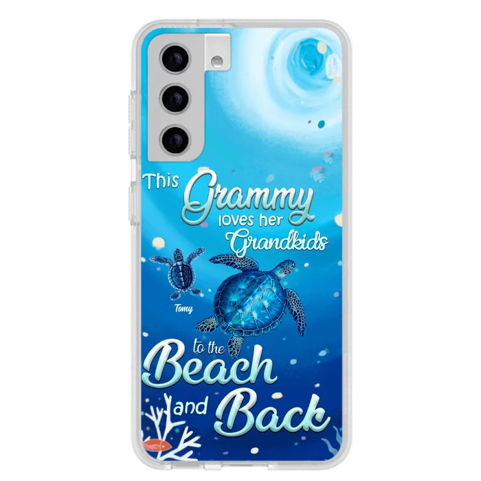 Custom Personalized Grandma Turtle Phone Case - Upto 6 Turtles - This Grammy Loves Her Grandkids To The Beach And Back - For iPhone And Samsung Phone Case - HWDFYR