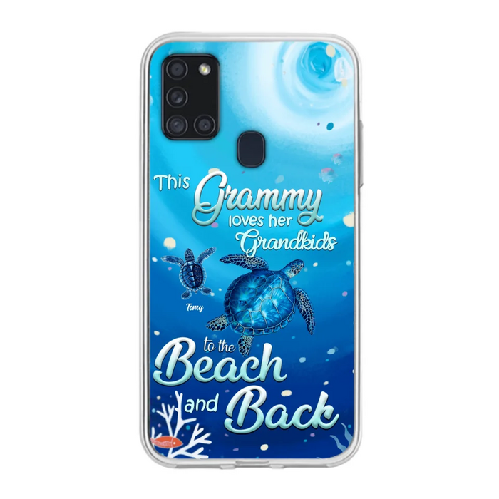 Custom Personalized Grandma Turtle Phone Case - Upto 6 Turtles - This Grammy Loves Her Grandkids To The Beach And Back - For iPhone And Samsung Phone Case - HWDFYR