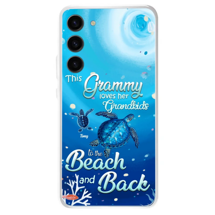 Custom Personalized Grandma Turtle Phone Case - Upto 6 Turtles - This Grammy Loves Her Grandkids To The Beach And Back - For iPhone And Samsung Phone Case - HWDFYR