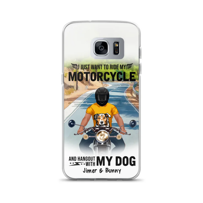 Custom Personalized Dog With Biker Phone Case - Upto 3 Dogs - Gifts For Dog Lover - Hangout With My Dog - Phone Case For iPhone And Samsung