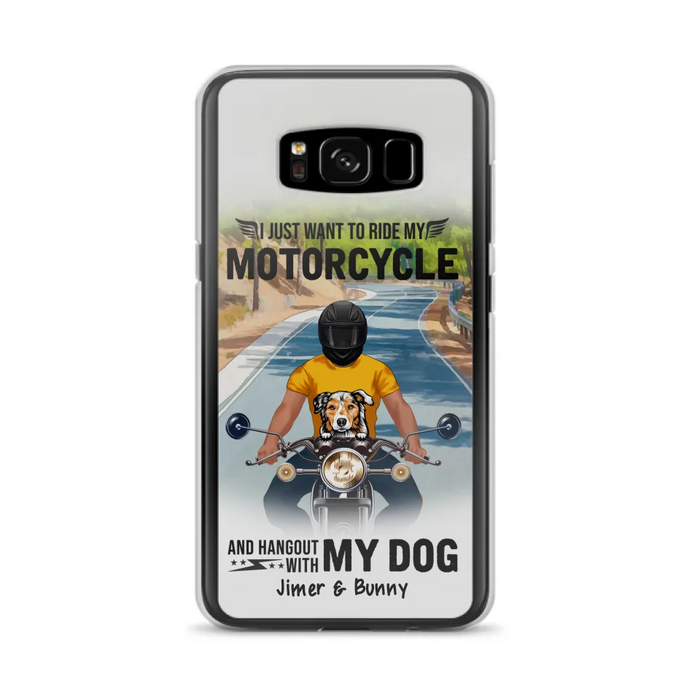 Custom Personalized Dog With Biker Phone Case - Upto 3 Dogs - Gifts For Dog Lover - Hangout With My Dog - Phone Case For iPhone And Samsung