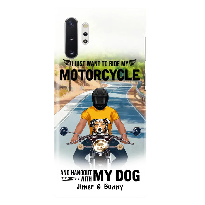 Custom Personalized Dog With Biker Phone Case - Upto 3 Dogs - Gifts For Dog Lover - Hangout With My Dog - Phone Case For iPhone And Samsung